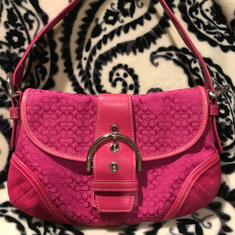 Coach Signature Soho Fusia Handbag Purse # 6818